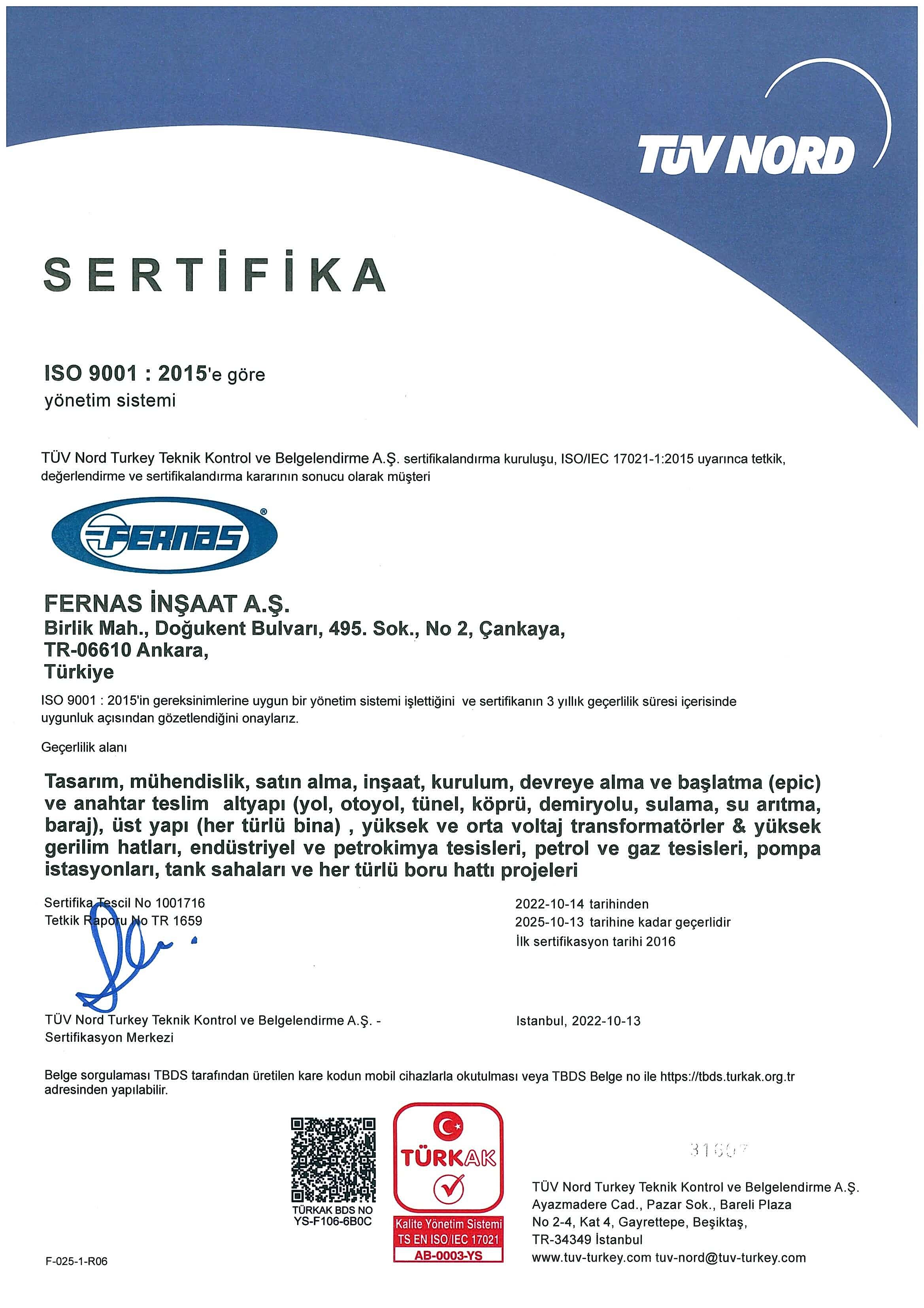 ISO 9001 TURKAK TUR